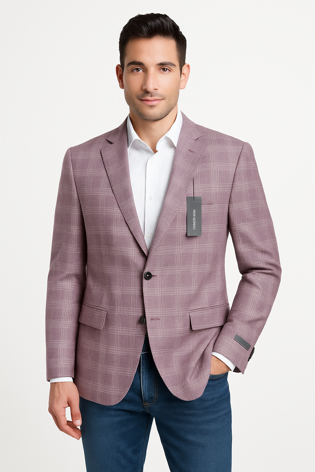 Michael Kors Burgundy Window Pane 2 Button Sport Jacket - jacket in Burgundy WP | New York Man Suits