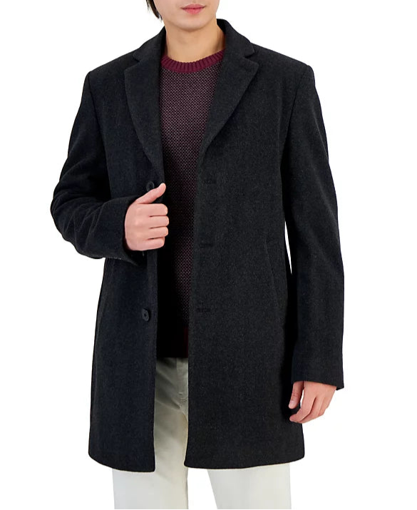 Man wearing wool coat.