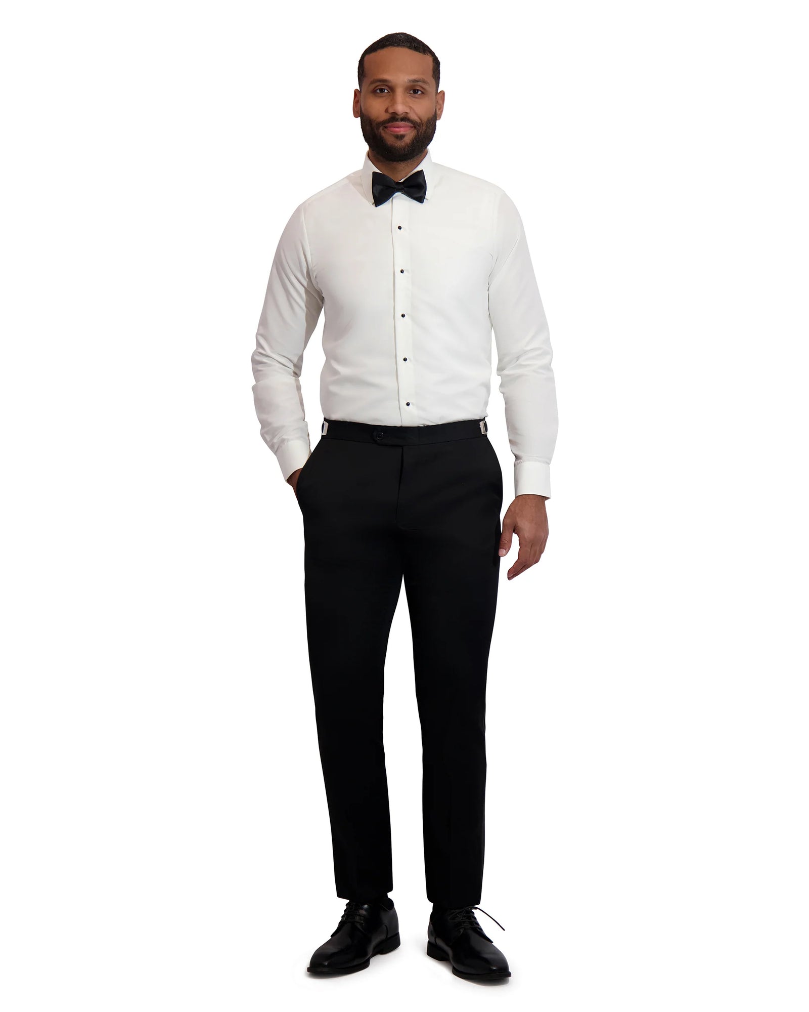 Couture 1910 Slim Fit Micro Fiber Laydown Tuxedo Shirt - Ivory - tuxedo - view 2 | New York Man Suits