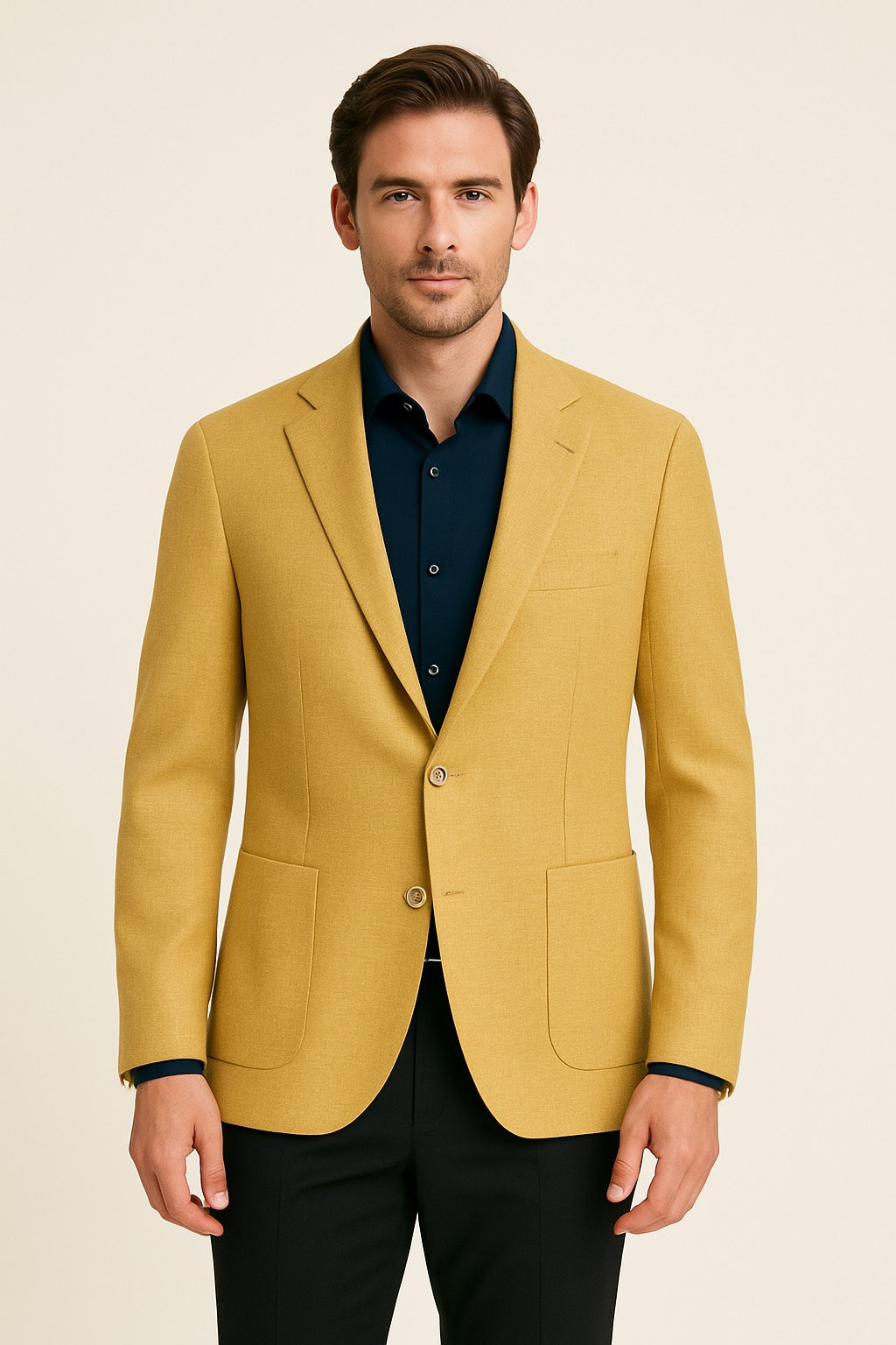 Tailor Red 2 Button Unconstructed Sport Jacket-Mustard - jacket - view 2 | New York Man Suits