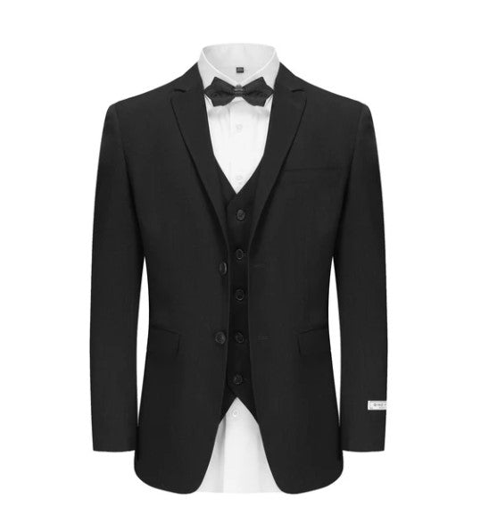 Skinny Fit Performance Stretch Three-Piece Suit - Black