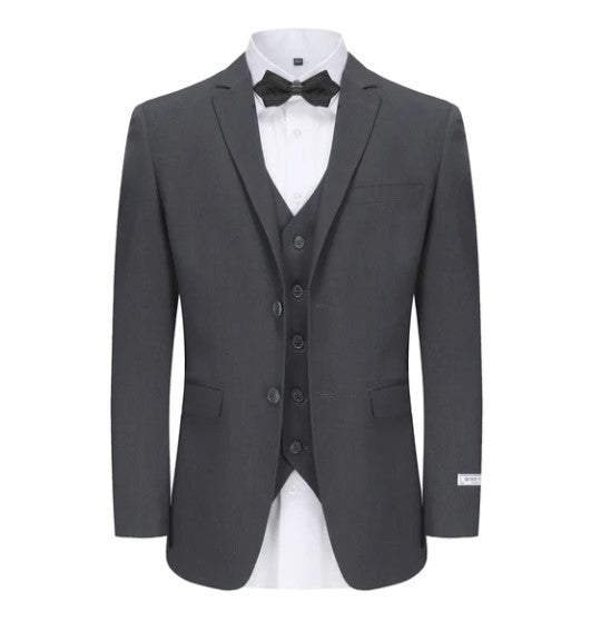 Skinny Fit Performance Stretch Three-Piece Suit - Charcoal