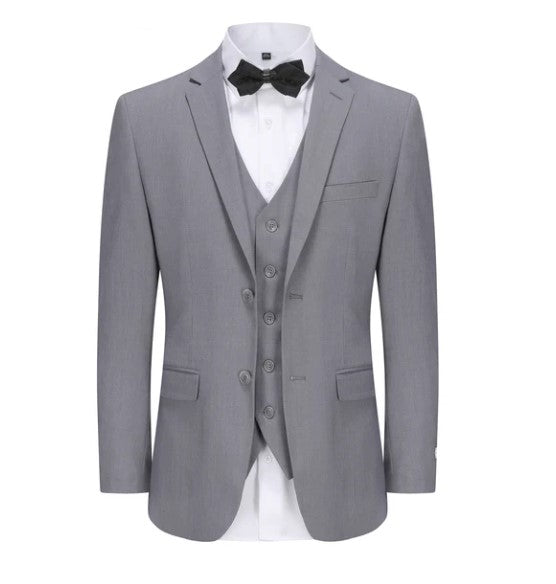 Skinny Fit Performance Stretch Three-Piece Suit - Grey