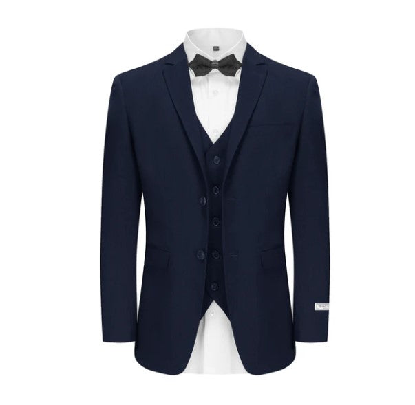 Skinny Fit Performance Stretch Three-Piece Suit - Navy