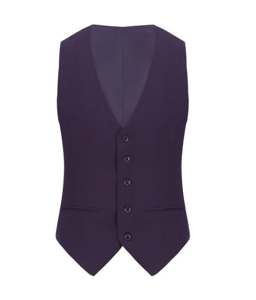 Skinny Fit Performance Stretch Three-Piece Suit - Plum