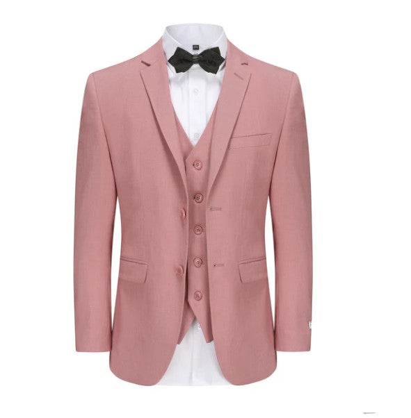 Skinny Fit Performance Stretch Three-Piece Suit - Rose