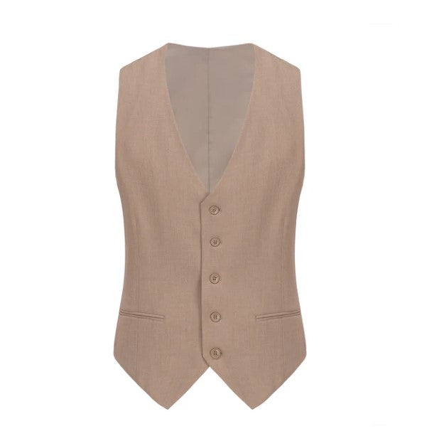 Skinny Fit Performance Stretch Three-Piece Suit - Tan