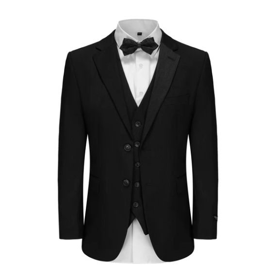 Classic Fit Performance Stretch Three-Piece Suit - Black