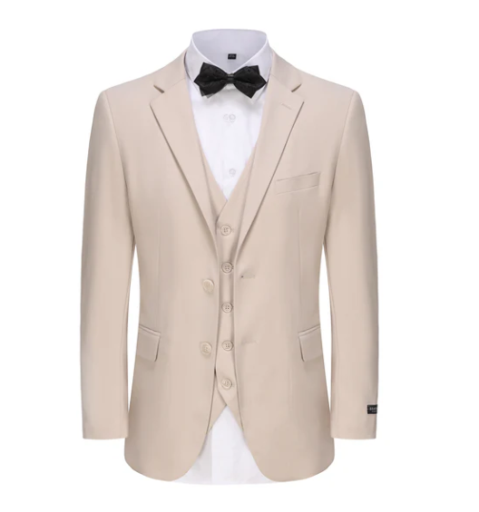 Classic Fit Performance Stretch Three-Piece Suit - Light Beige