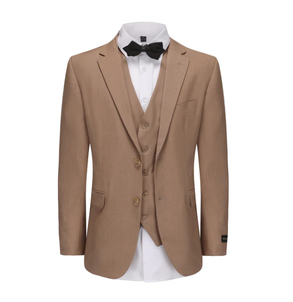 Classic Fit Performance Stretch Three-Piece Suit - Tan