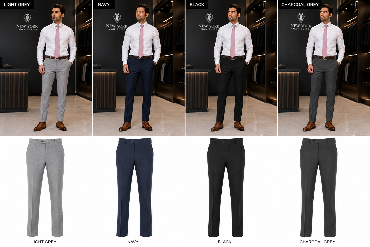Avivi Classic Fit Wool Dress Pants – Available in 4 Colors - pants in Black | New York Man Suits