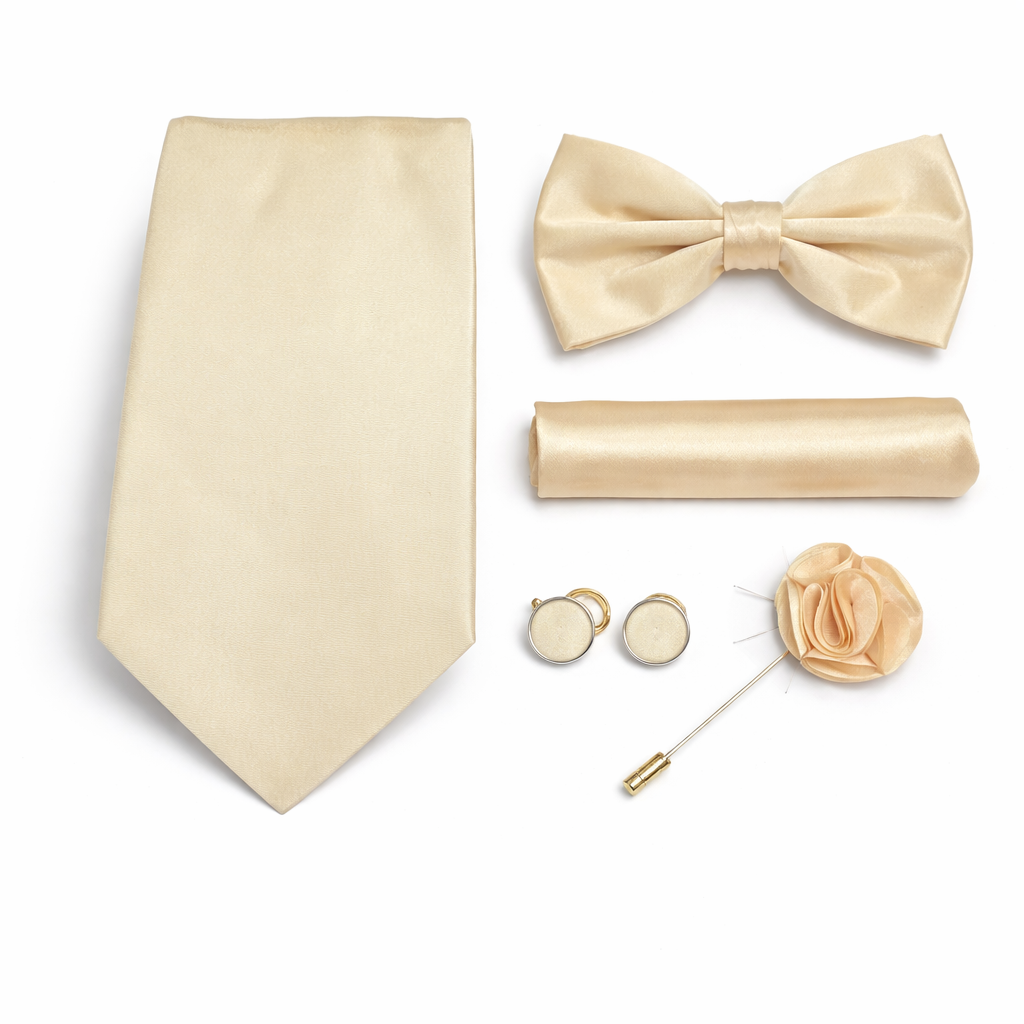 Adolfo 5-Piece Men’s Tie, Bow Tie & Cufflink Set with Flower Lapel