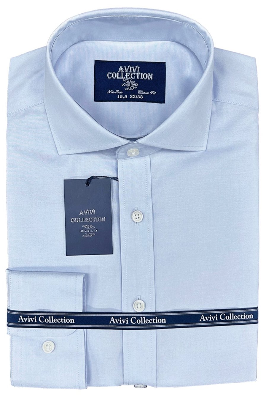 Avivi Collection Cotton Classic Fit Dress Shirt - Light Blue - shirt | New York Man Suits