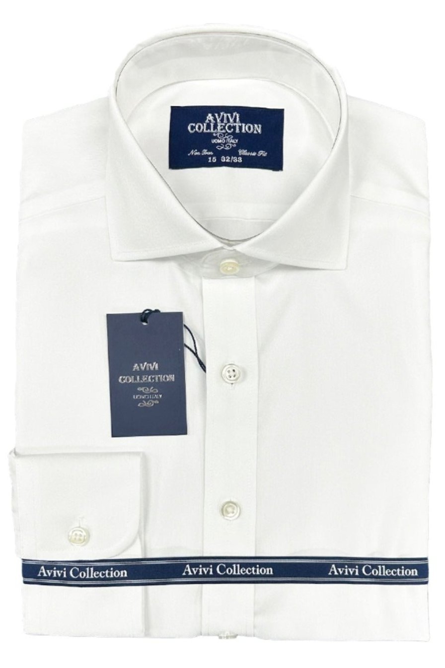 Avivi Collection Cotton Classic Fit Dress Shirt - White - shirt | New York Man Suits