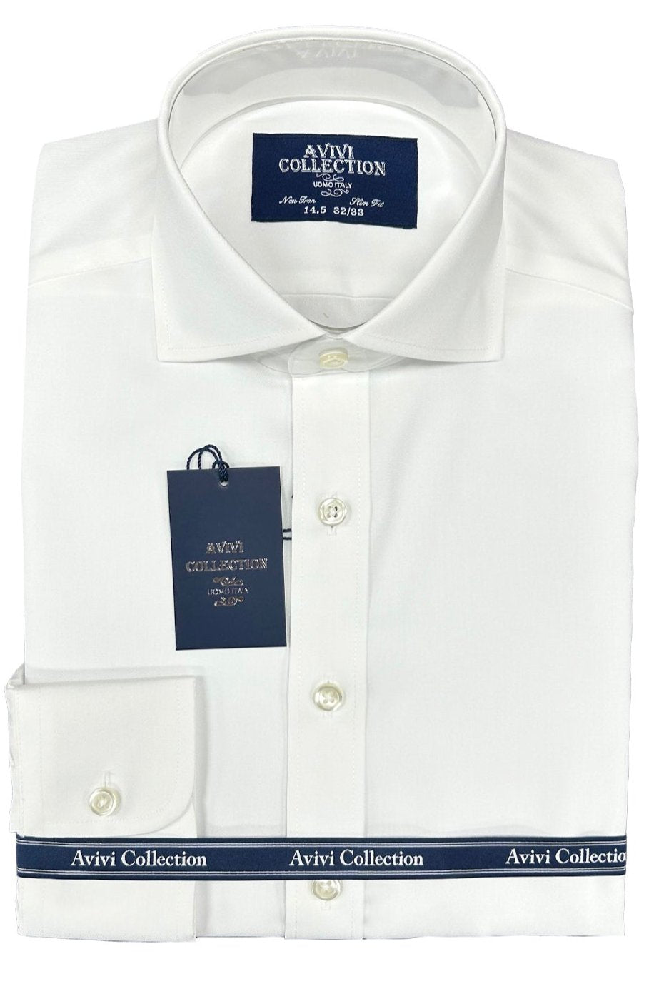 Avivi Collection Cotton Slim Fit Dress Shirt - White - shirt | New York Man Suits