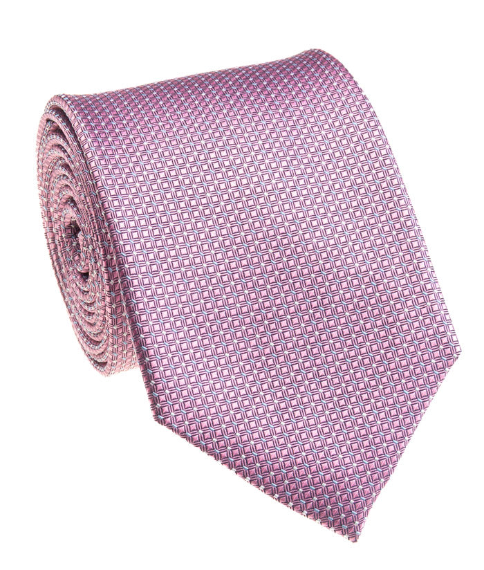 Men`s Bocara Regular Width Fancy Design Silk Tie-Pink - tie | New York Man Suits