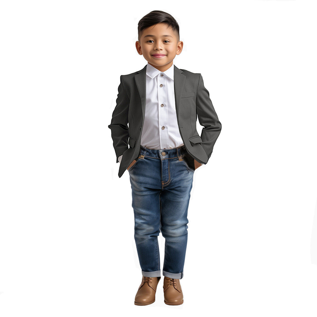 Zegarie Boys Suit Separate 2 Button Jacket - Charcoal