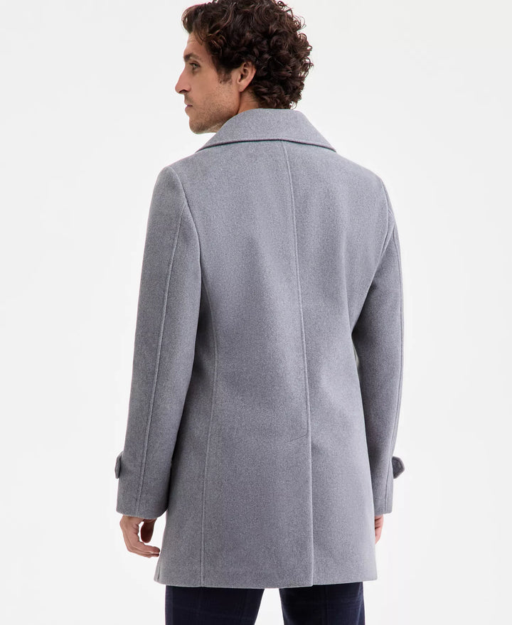 Tommy Hilifiger Light Grey Men's Classic-Fit Double Breasted Overcoat