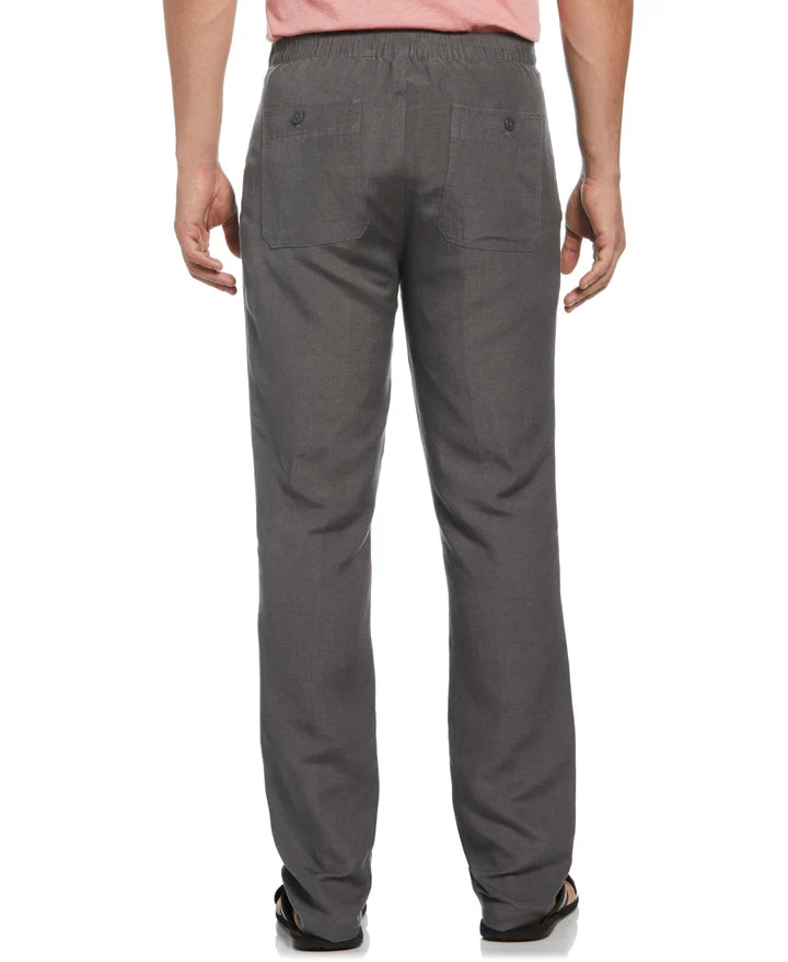 Cubavera Solid Drawstring Elastic Linen Pant - Gray - pants - view 2 | New York Man Suits