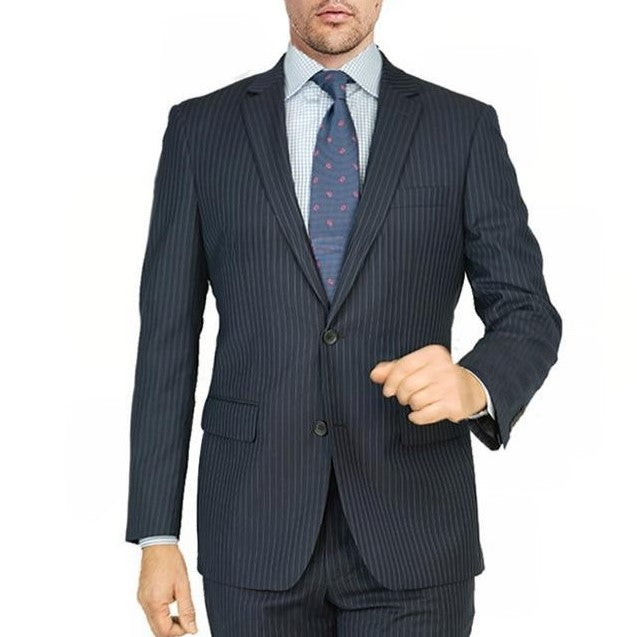 New York Man Italian Designer Black Stripe 2 Piece Suit (available in Slim or Modern fit)