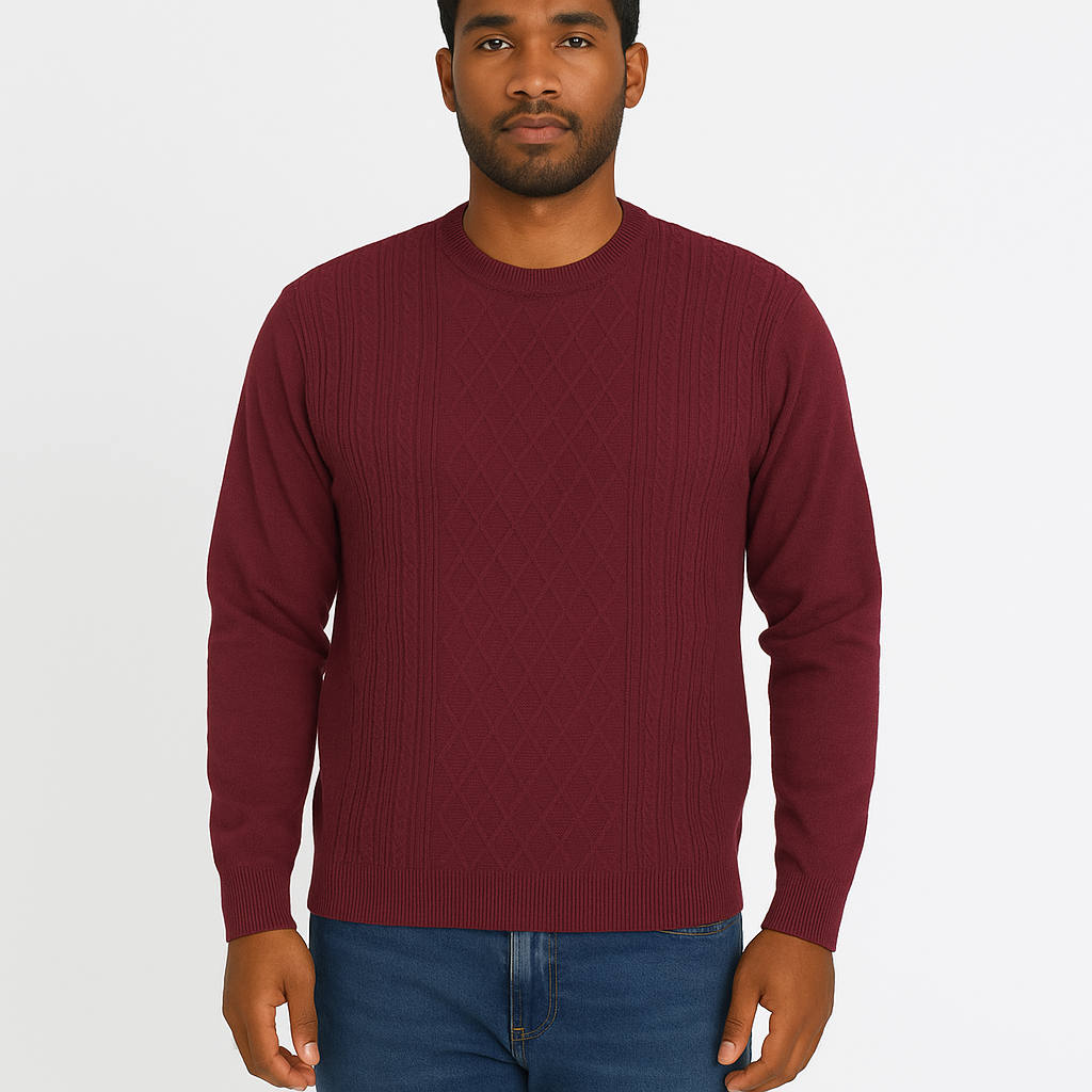 New York Man Fancy Printed CrewMock Long Sleeve