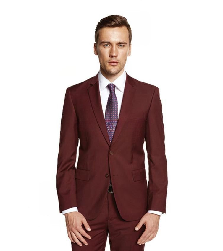 New York Man Italian Designer Burgundy 2 Piece Suit (available in Slim or Modern fit)