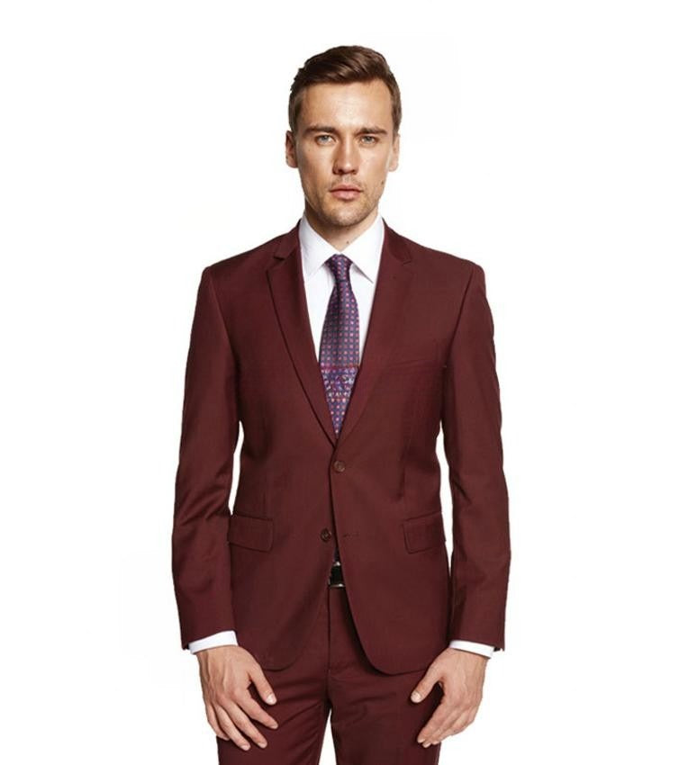 New York Man Italian Designer Burgundy 2 Piece Suit - suit - view 2 | New York Man Suits