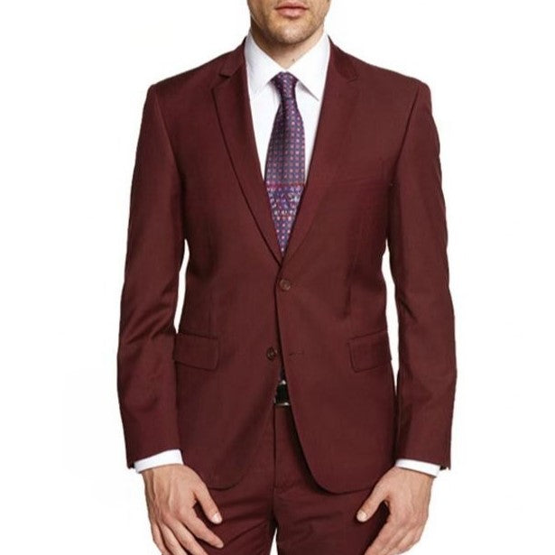 New York Man Italian Designer Burgundy 2 Piece Suit - suit | New York Man Suits