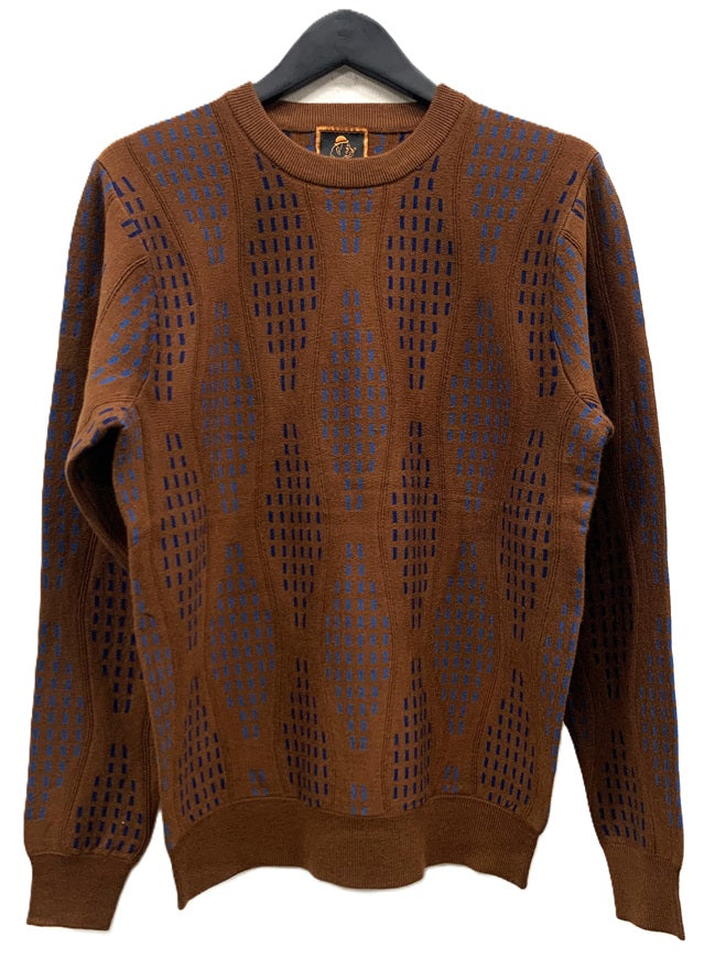 Cigar Knitted Fancy Crew Sweater-Moca - sweater - view 2 | New York Man Suits