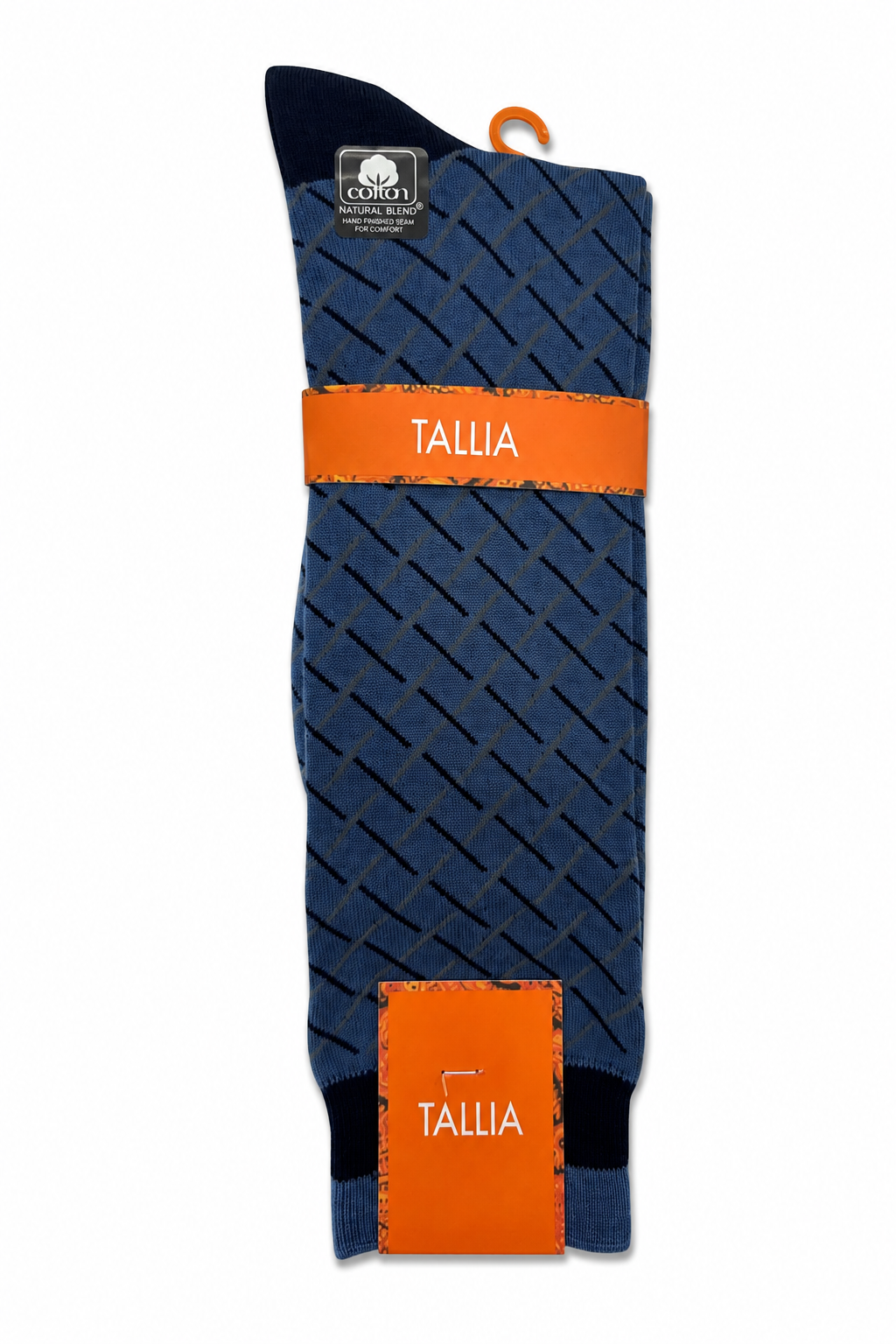 Tallia men's basketweave dress socks in denim blue and navy