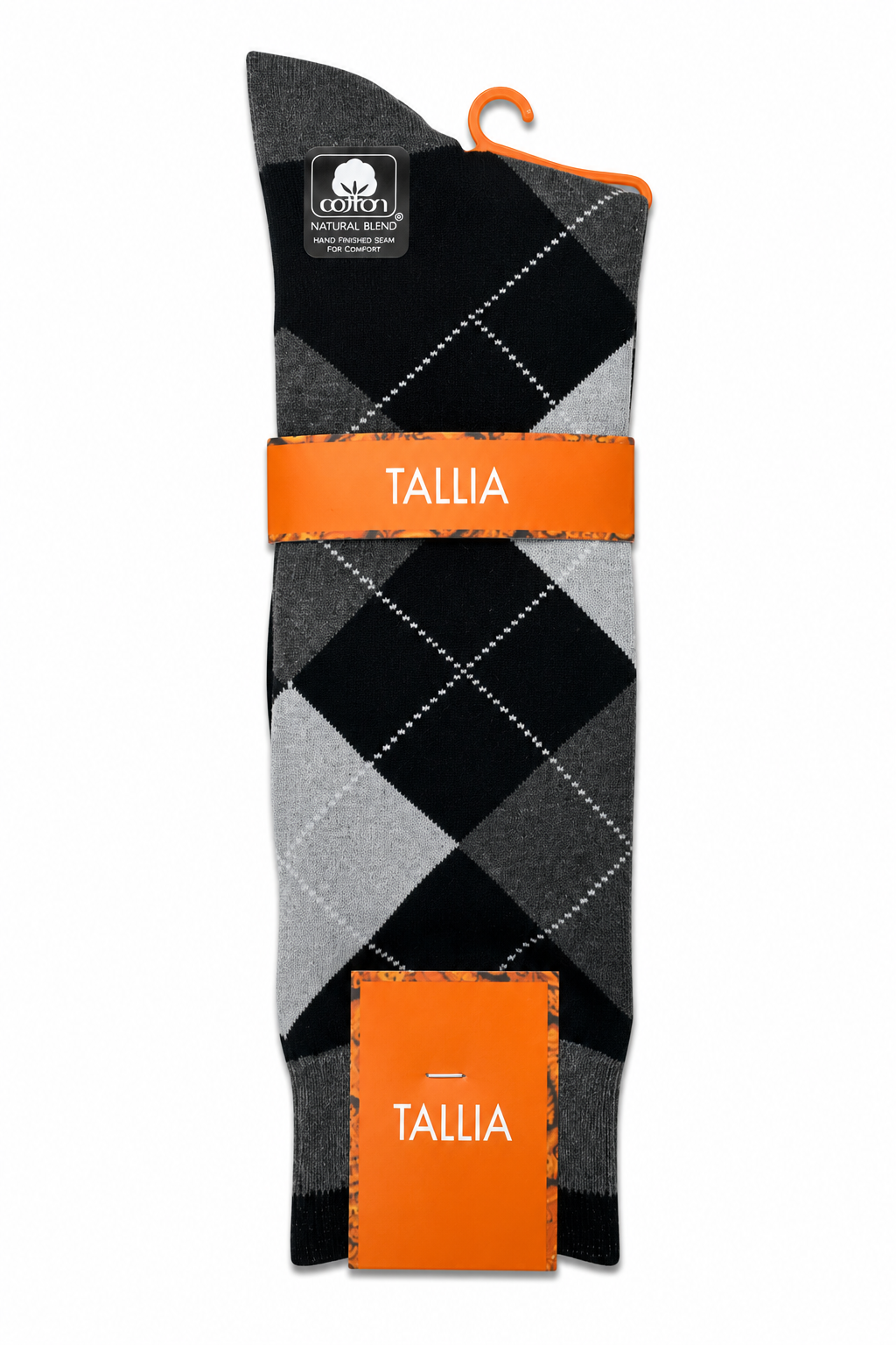 Tallia men's argyle dress socks in black, grey and charcoal
