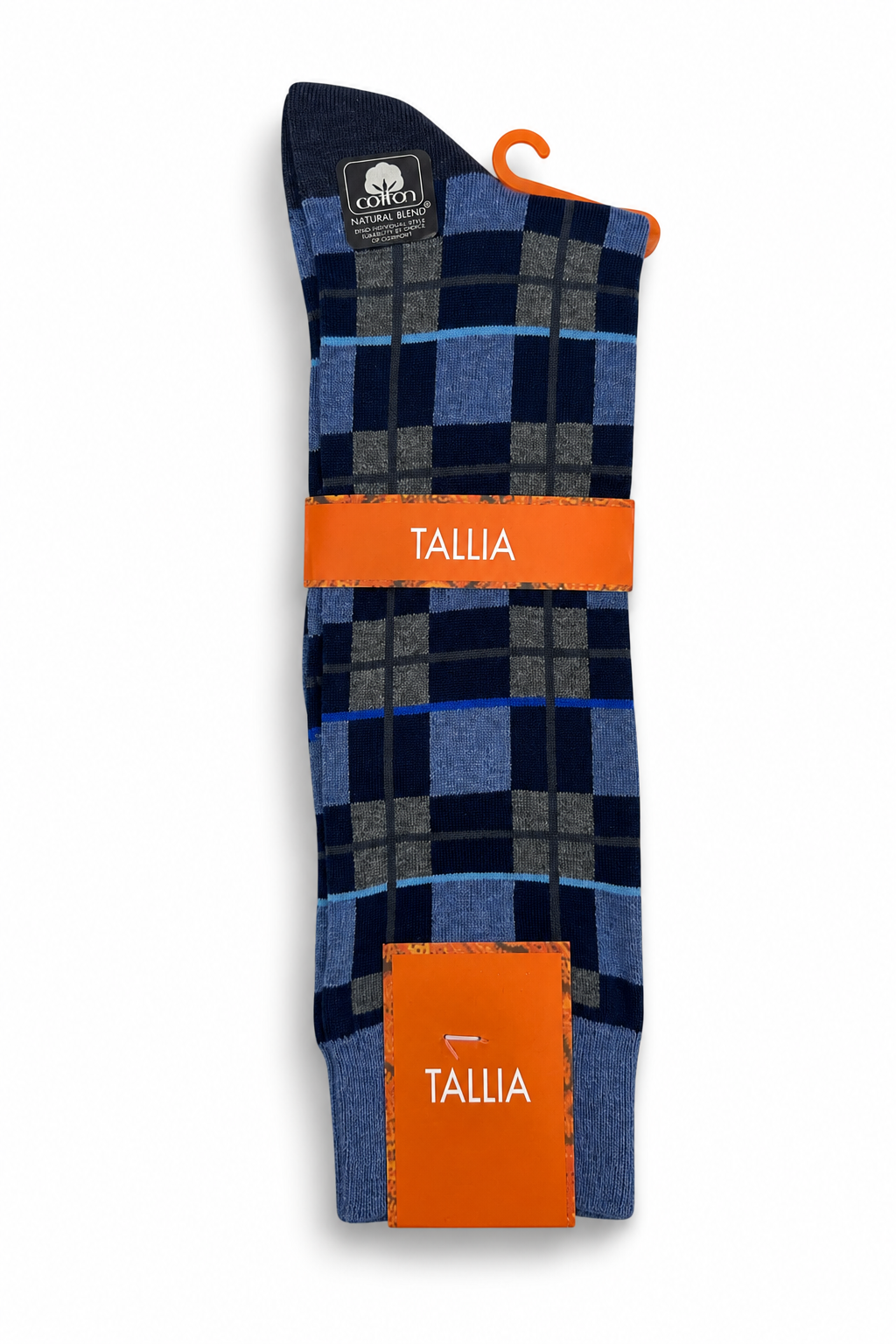 Tallia men's checkerboard dress socks in navy, blue and charcoal