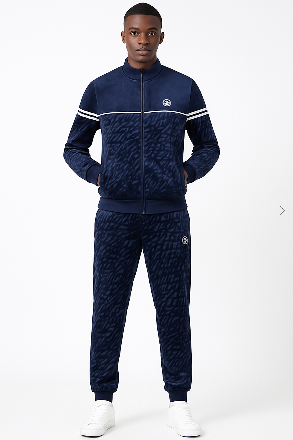 Sergio Tacchini Velour Bandiera Track Set Jacket & Pants-Maritime Blue - tracksuit | New York Man Suits