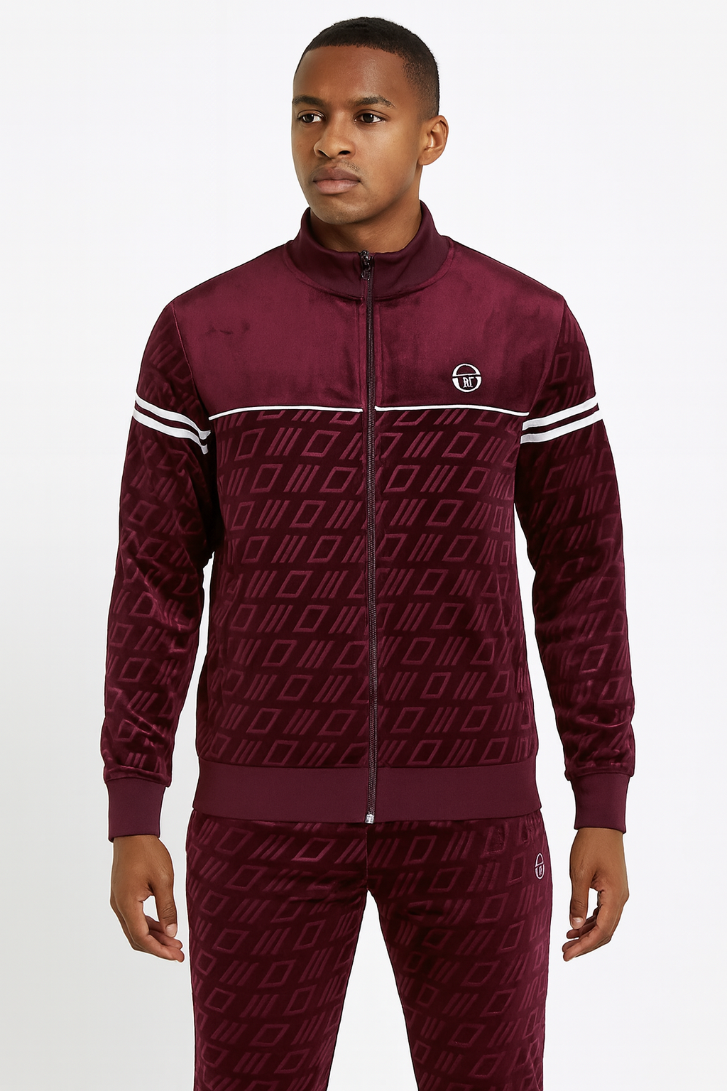 Sergio Tacchini Velour Bandiera Track Set Jacket & Pants-Potent Purple