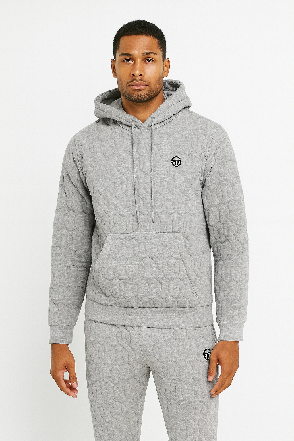 Sergio Tacchini Aversa Quilted Hoodie Jacket & Pants-Heather Grey