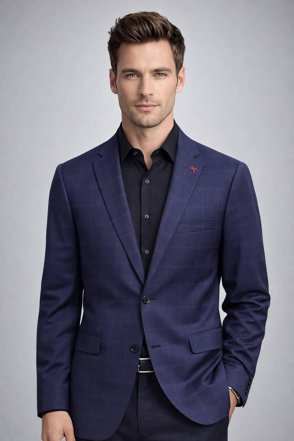 Mantoni 2 Button Modern Fit Wool Suit-Purple WP
