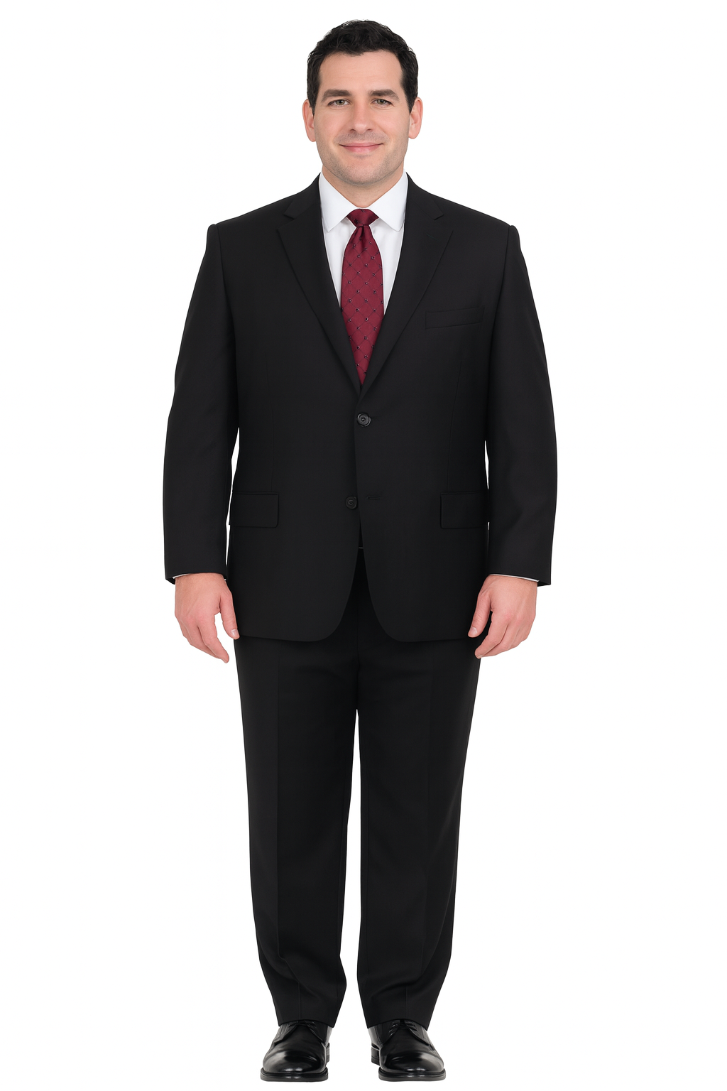Avivi Collectio  2BTD  WOOL SOLID PORTLY SUIT-BLACK