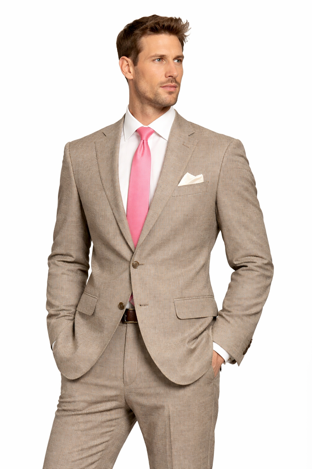 Mantoni 2 Button Modern Fit Wool Suit-Tan - suit | New York Man Suits