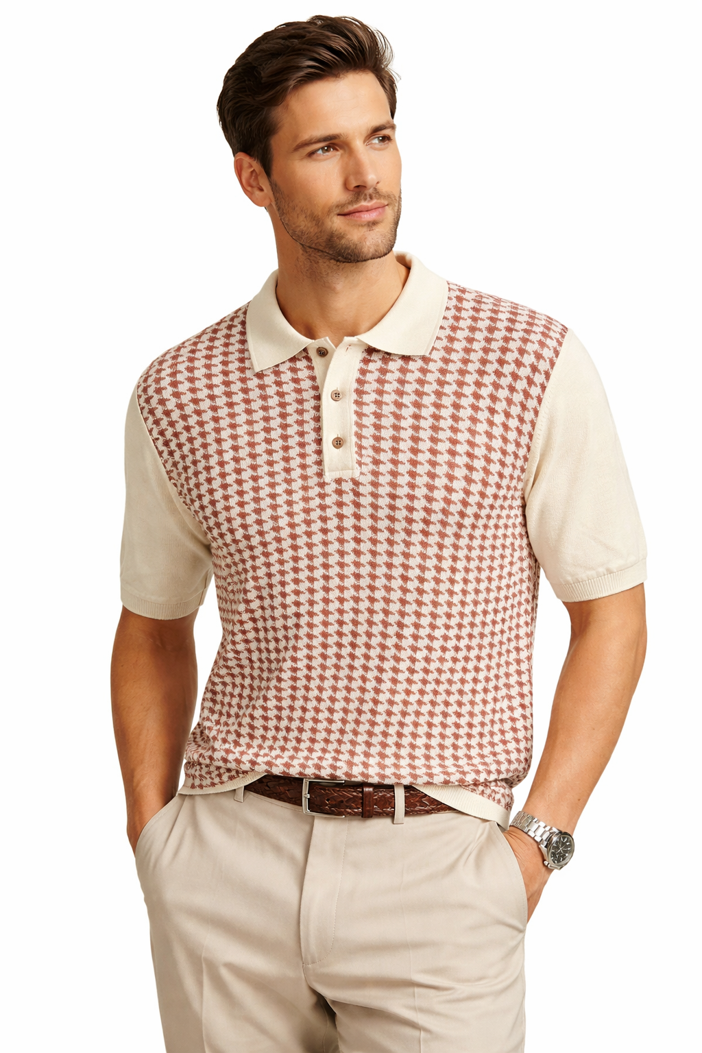 Laven Ny  Fancy 3 Button Pollar Short Sleeve-Cream