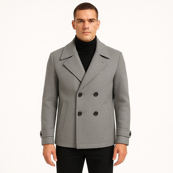 Tommy Hilifiguer  Men`s Double Peacoat Overcoat-Light Grey