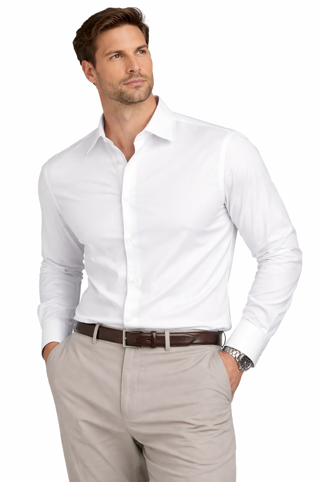 Vitarelli 4 Way Stretch White Design Dress Shirts-White - shirt | New York Man Suits