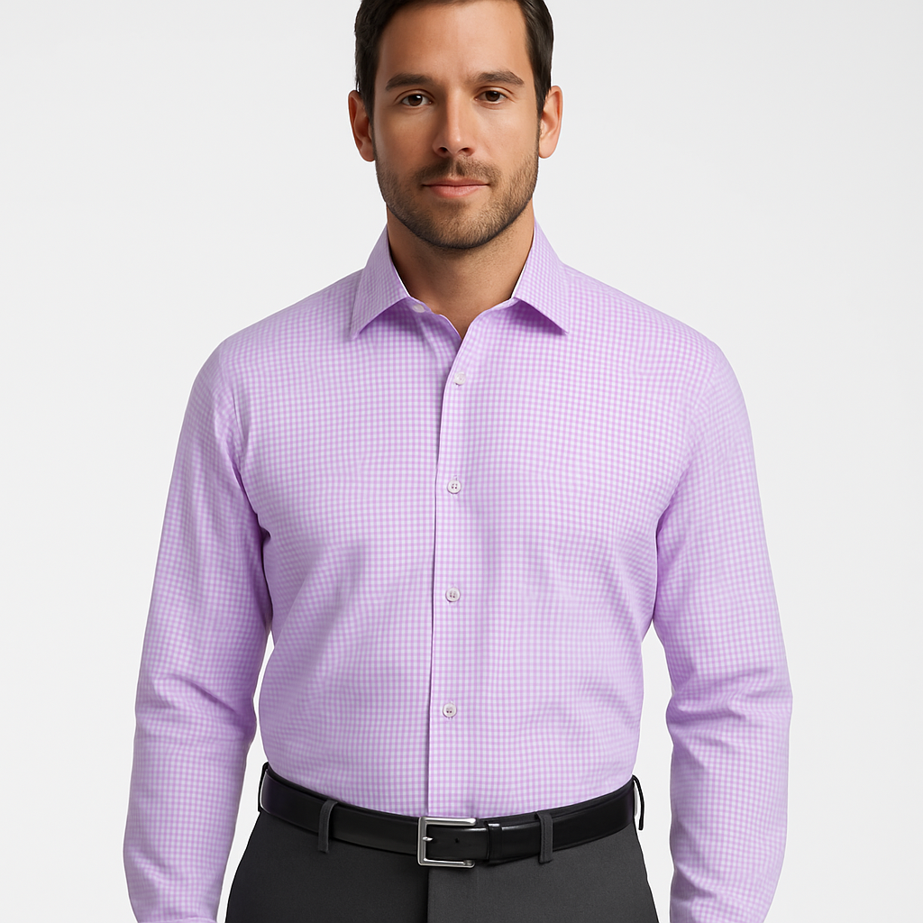Vitarelli 4 Way Stretch Check Design Dress Shirts-Lavender - shirt | New York Man Suits