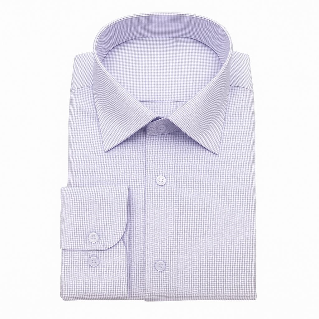Vitarelli 4 Way Stretch Check Design Dress Shirts-Lavender - shirt - view 2 | New York Man Suits