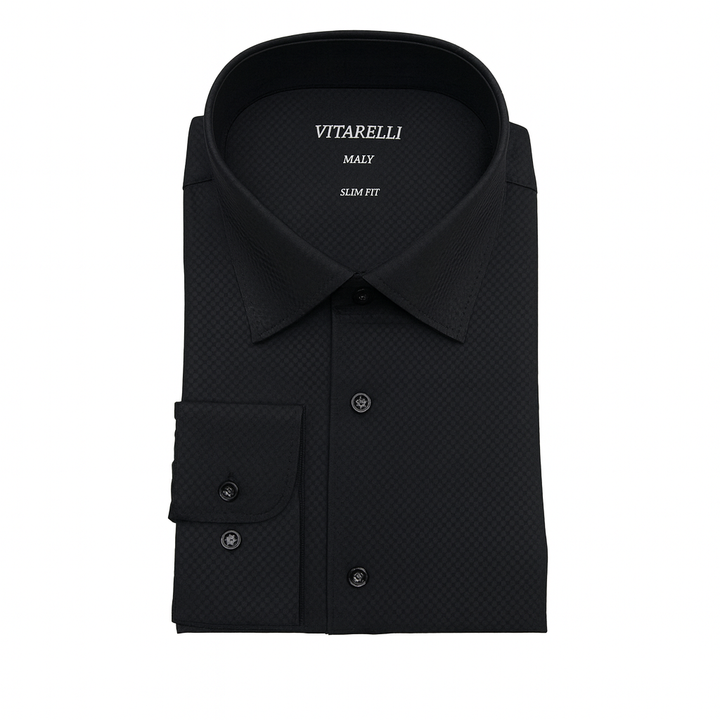 Vitarelli 4 Way Stretch Grey  Design Dress Shirts-Black