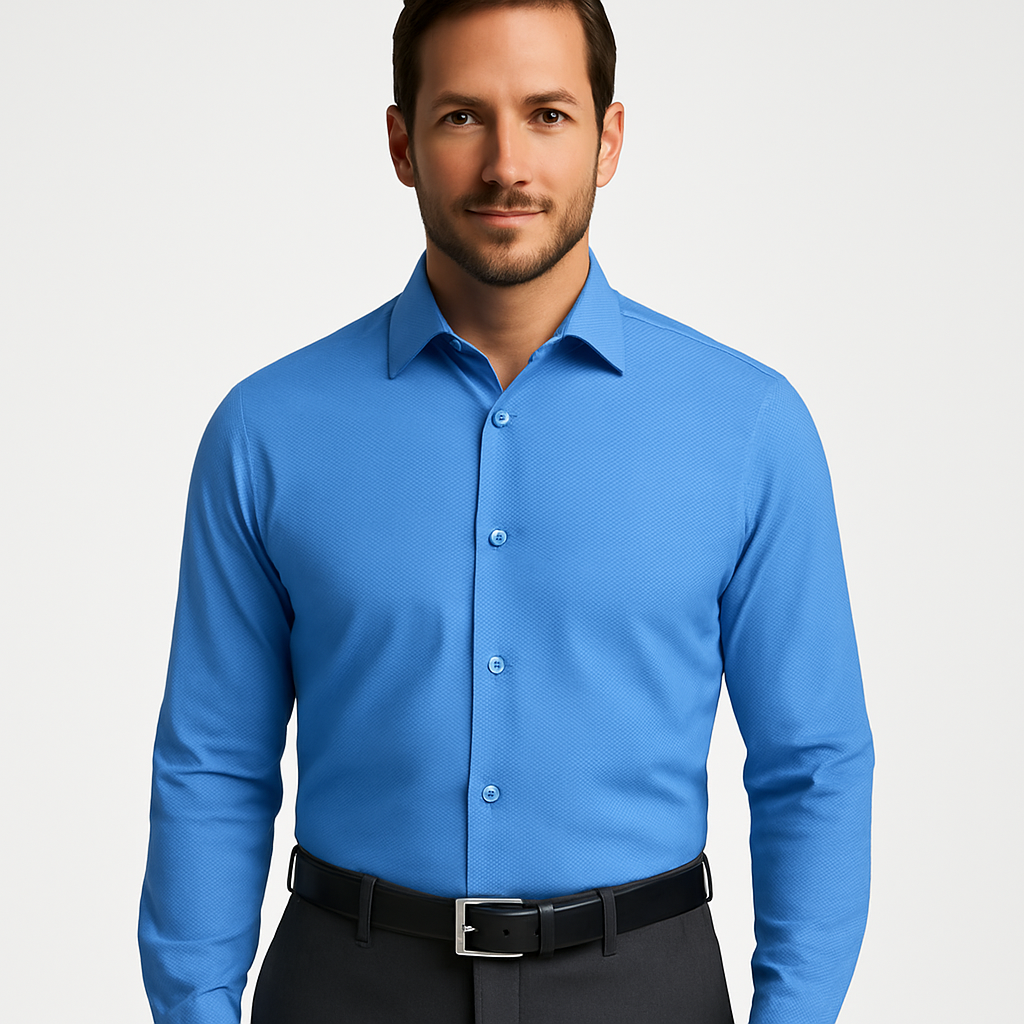 Vitarelli 4 Way Stretch Blue Design Dress Shirts-Blue - shirt | New York Man Suits