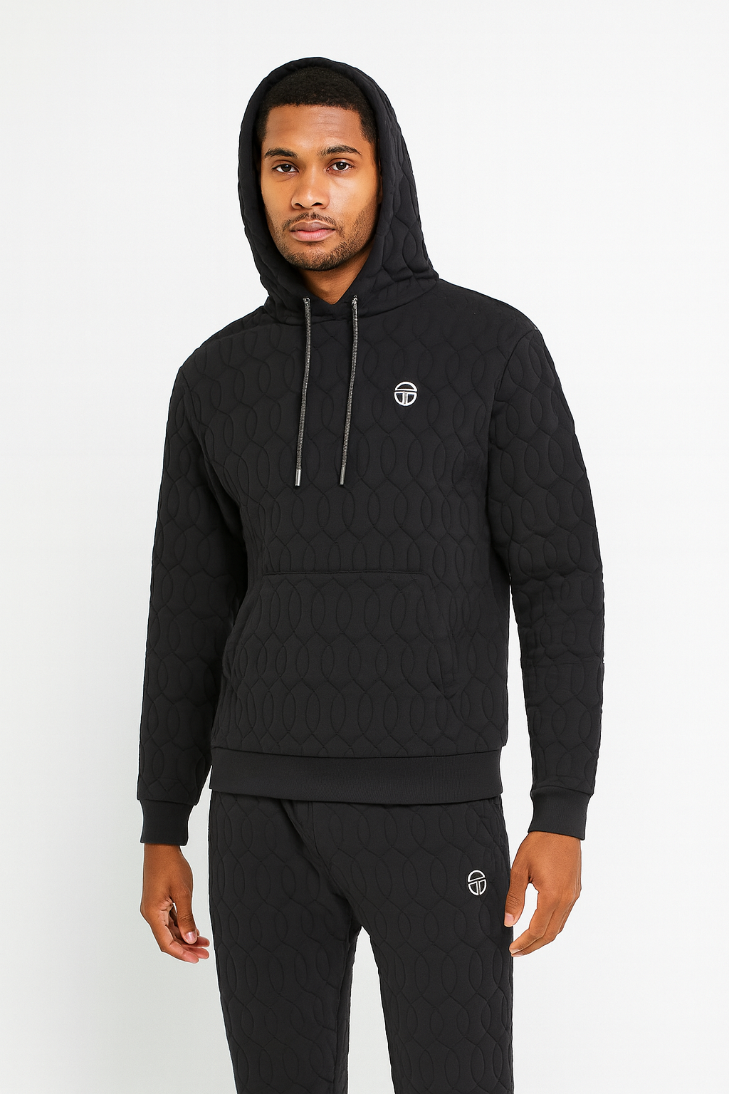 Sergio Tacchini Aversa Quilted Hoodie Jacket & Pants-Black Beauty - jacket | New York Man Suits