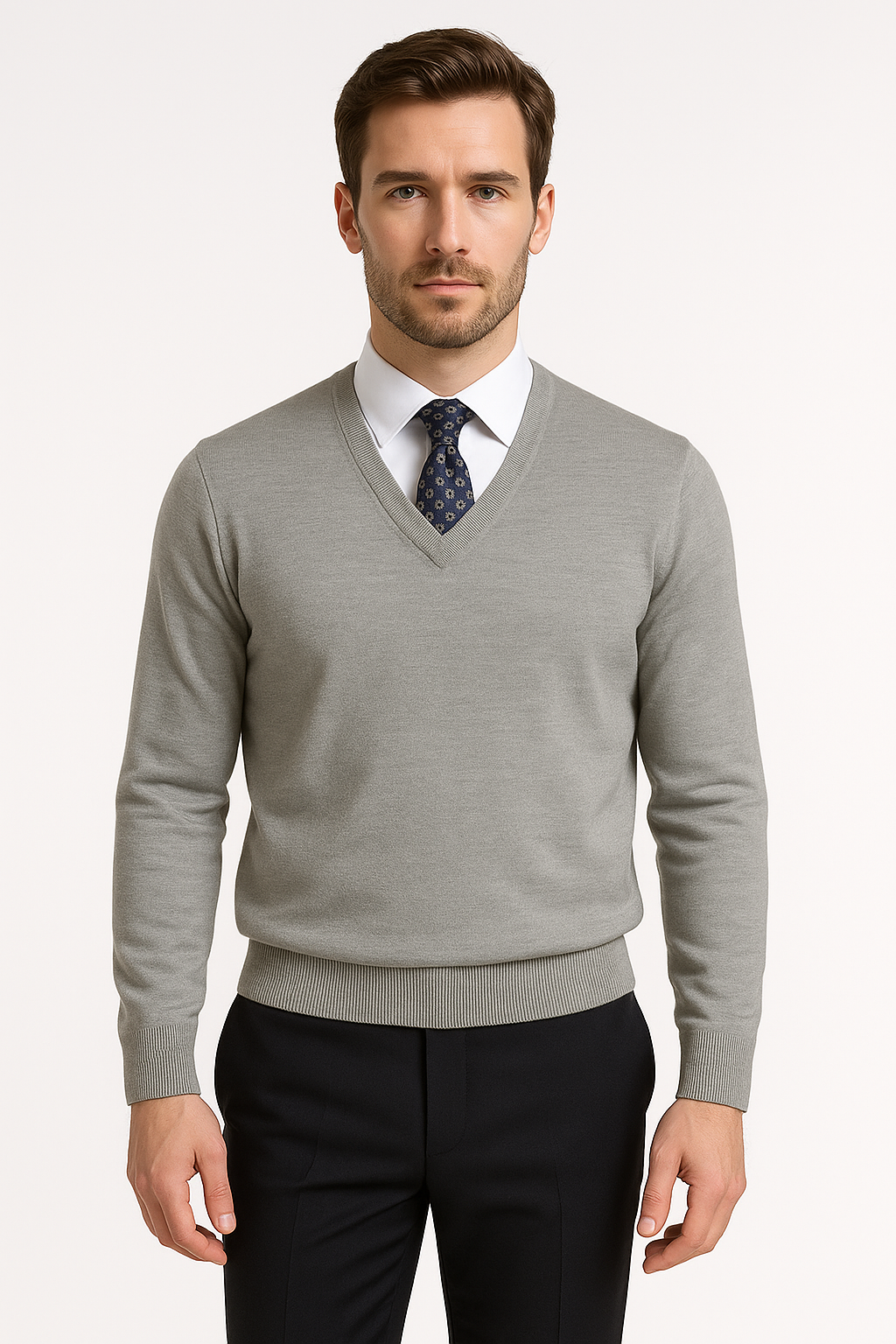 Proper Sport Cotton Silk V-Neck Sweater - sweater in Burgundy - view 2 | New York Man Suits