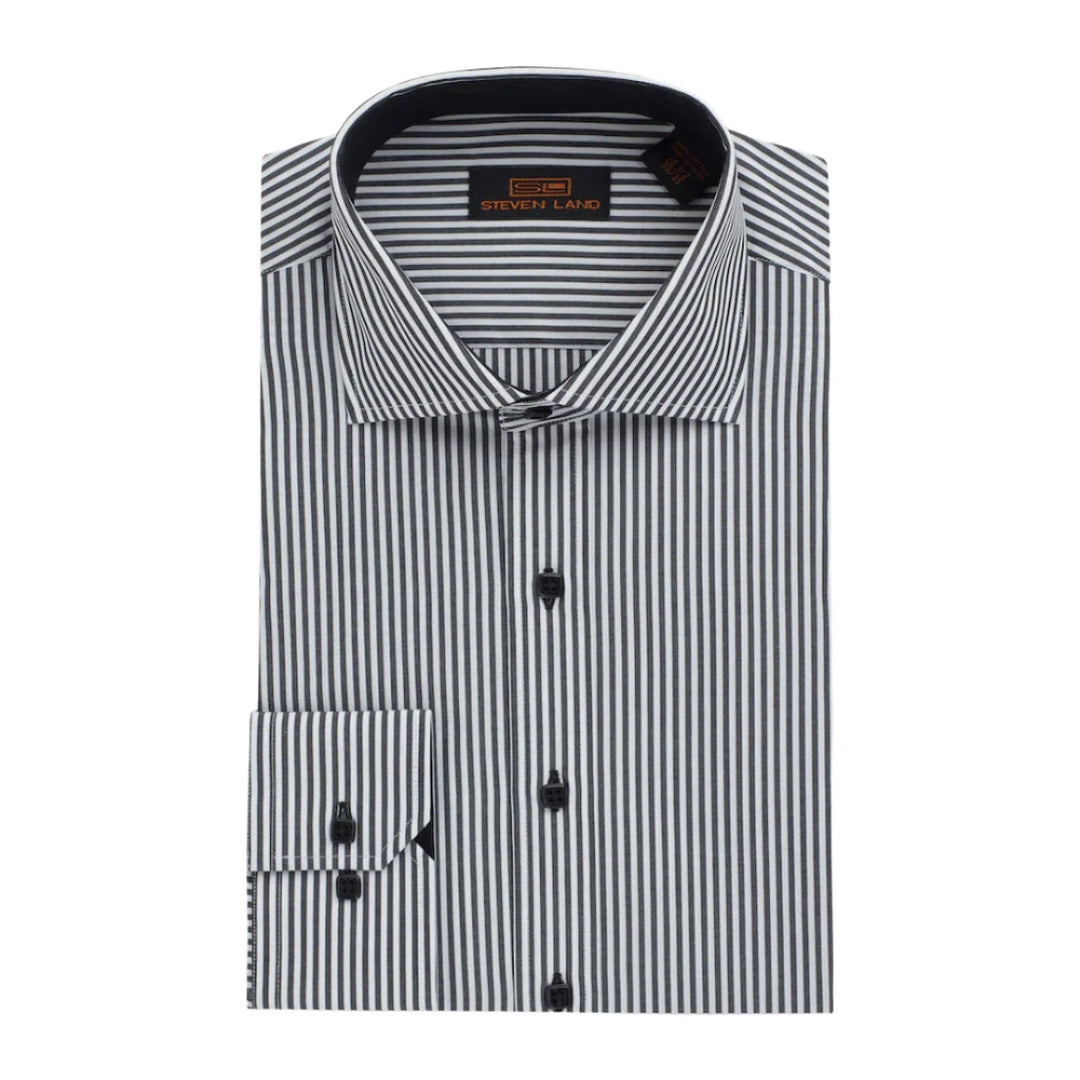 folded flat shirt with pinstripe design