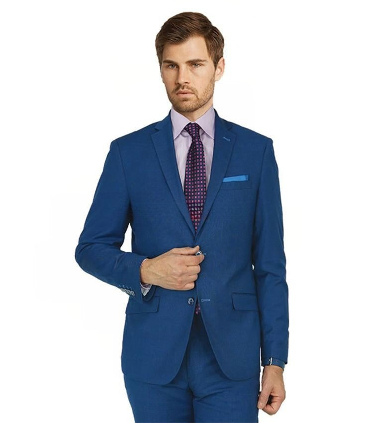 New York Man Italian Designer French Blue 2 Piece Suit - suit - view 2 | New York Man Suits