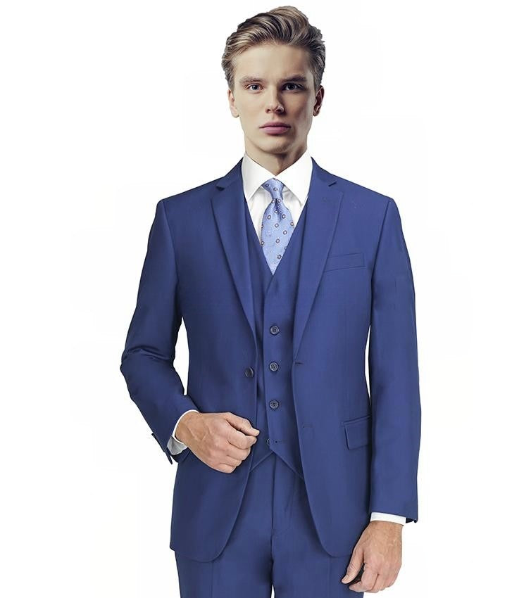 New York Man Italian Designer French Blue 2 Piece Suits (available in Slim or Modern fit)